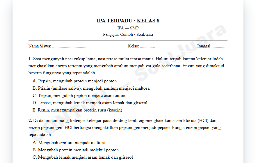 Cuplikan asli Sistem Pencernaan & Enzim — SMP