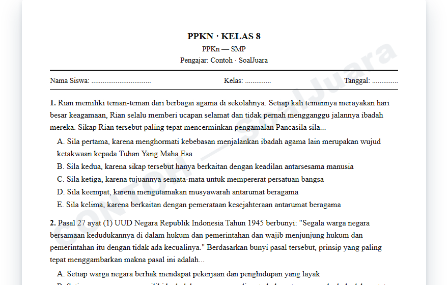 Cuplikan asli UUD 1945 & Pancasila — SMP