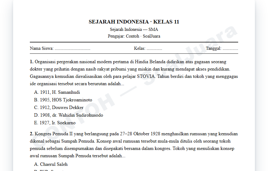 Cuplikan asli Pergerakan Nasional & Proklamasi — SMA